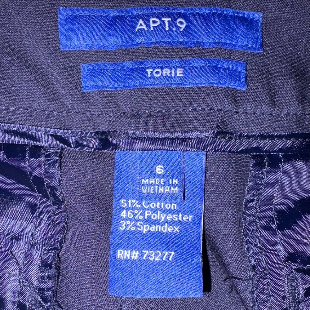 Apt 9 Size 6 Navy Torie Mid Rise Straight Leg Pants - Picture 6 of 6